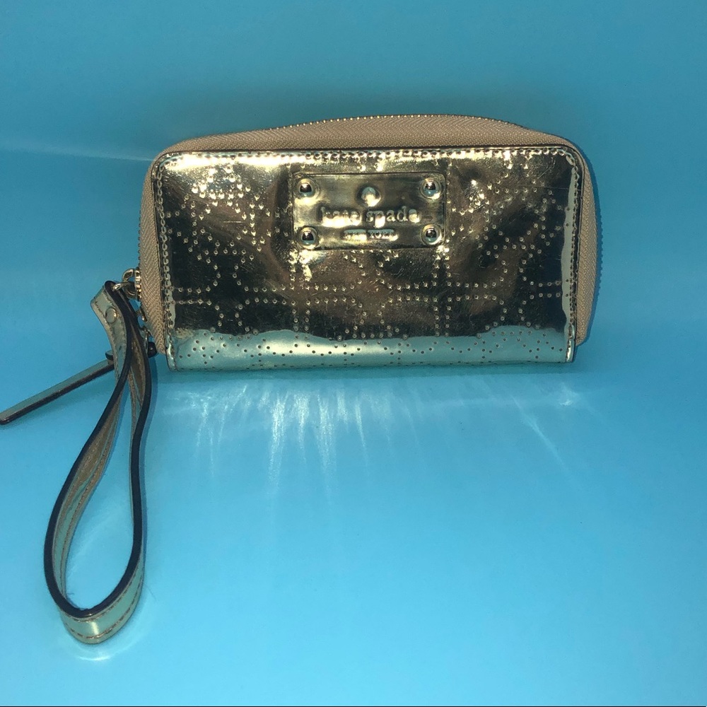 KATE SPADE METRO SPADE JAZZY GOLD WRISTLET